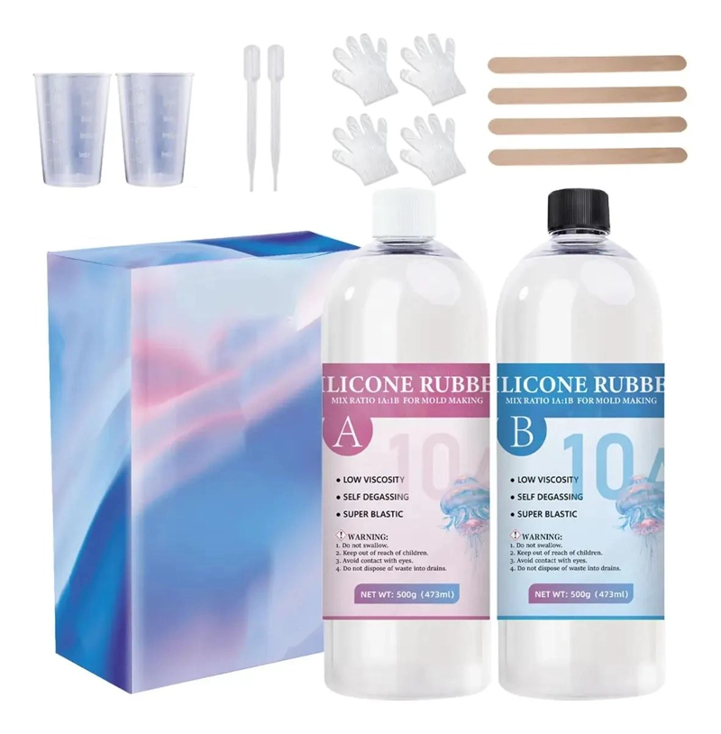 SET DE SILICONA CAUCHO PARA MOLDES EPOXICOS Y CHOCOLATERIA 1 KG - 1
