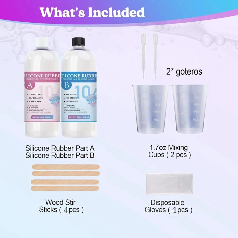 SET DE SILICONA CAUCHO PARA MOLDES EPOXICOS Y CHOCOLATERIA 1 KG - 2