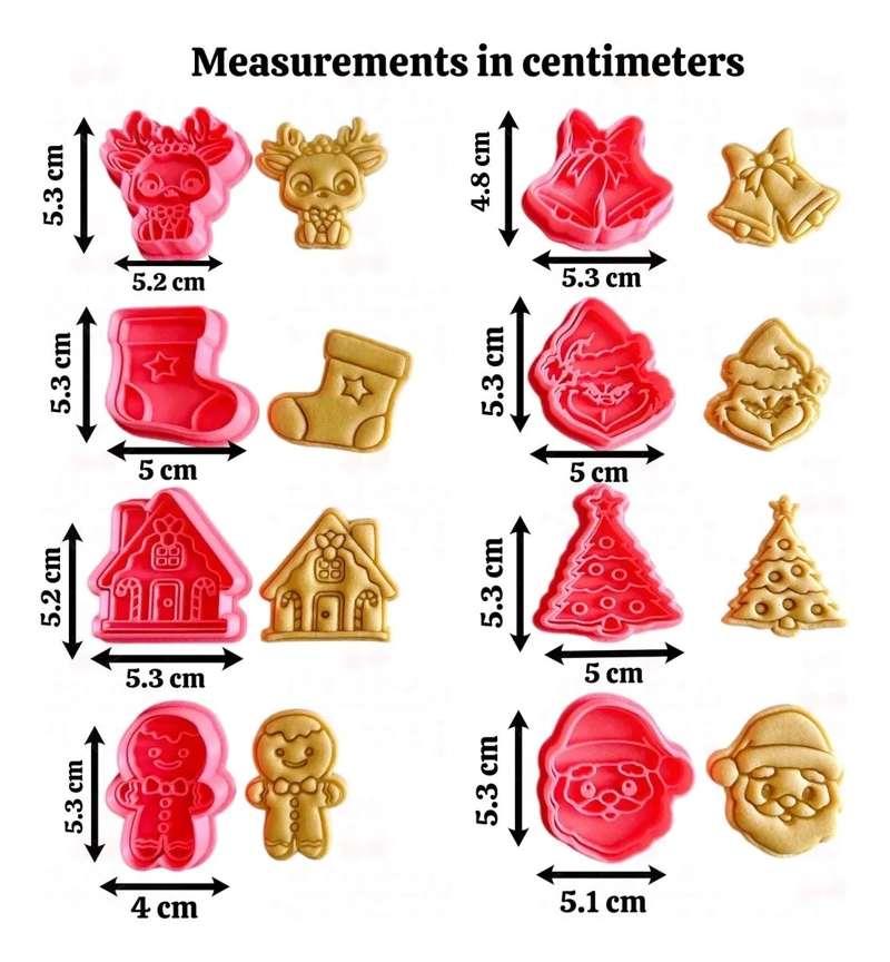 SET DE 8 CORTADORES DE GALLETAS CON SELLO TEMATICA NAVIDAD - 2