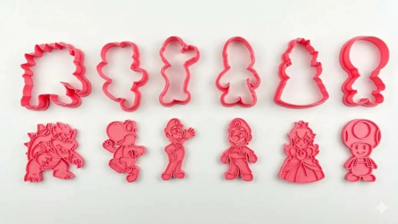 SET DE 6 CORTADORES DE GALLETAS CON SELLO TEMATICO DE PERSONAJES - 2