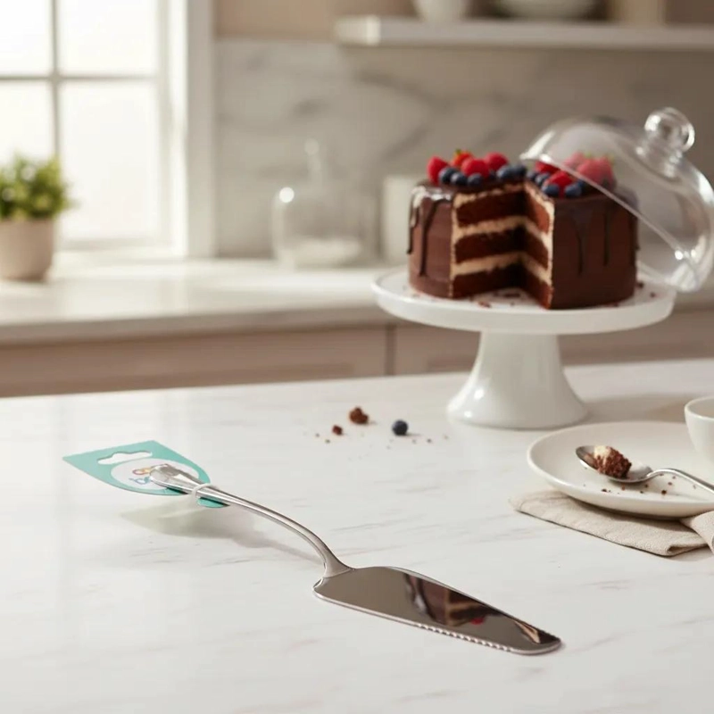 PALETA PARA TORTA DE ACERO INOXIDABLE CON MANGO ERGONOMICO - 1