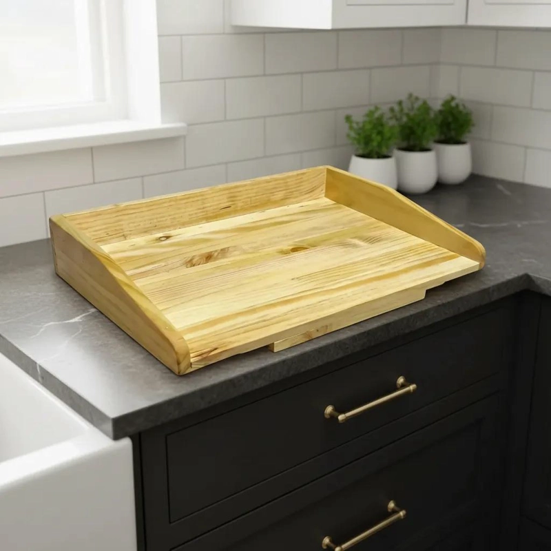 TABLA DE AMASAR DE MADERA NATURAL 70X43 CM PARA REPOSTERIA Y COCINA - 2