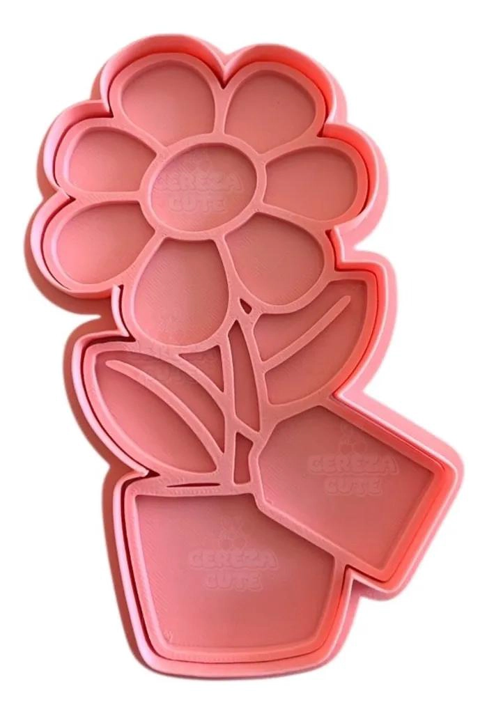 CORTADOR Y SELLO PARA GALLETAS CON DISEÑO DE MACETA DE FLOR PARA CELEBRACIONES - 1