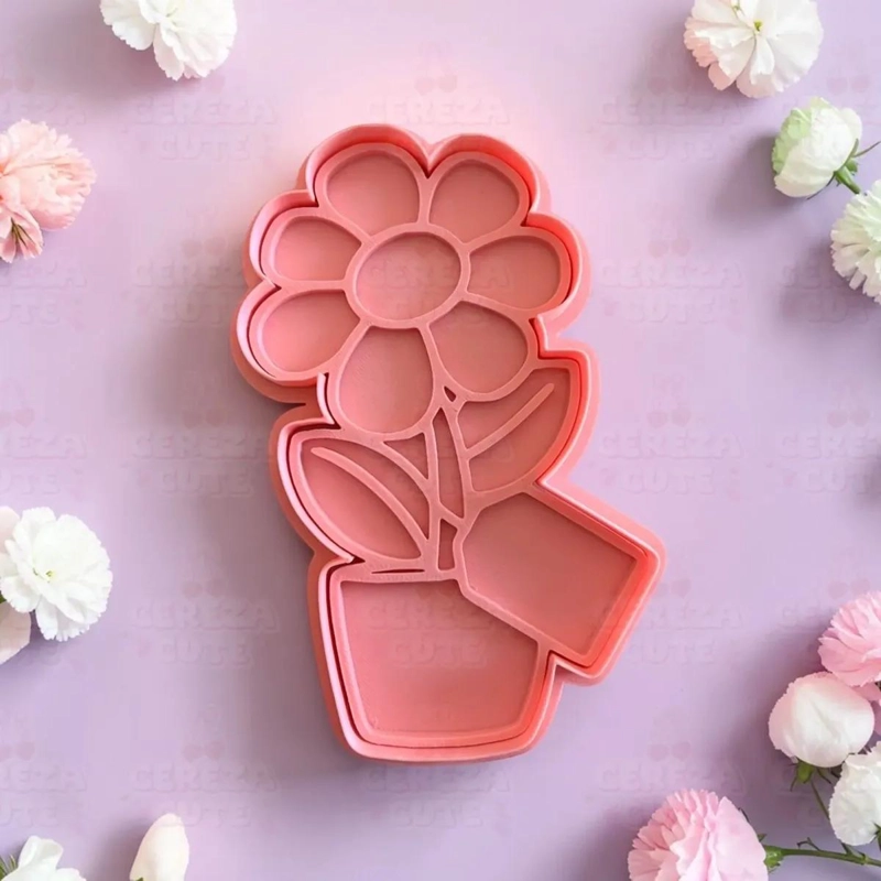 CORTADOR Y SELLO PARA GALLETAS CON DISEÑO DE MACETA DE FLOR PARA CELEBRACIONES - 2