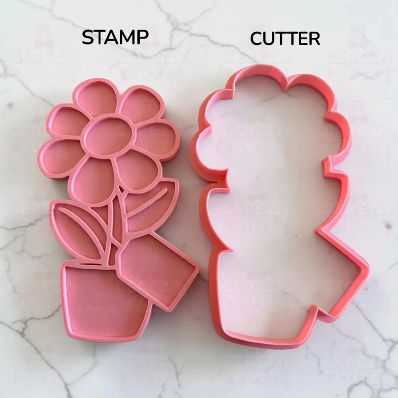 CORTADOR Y SELLO PARA GALLETAS CON DISEÑO DE MACETA DE FLOR PARA CELEBRACIONES - 3