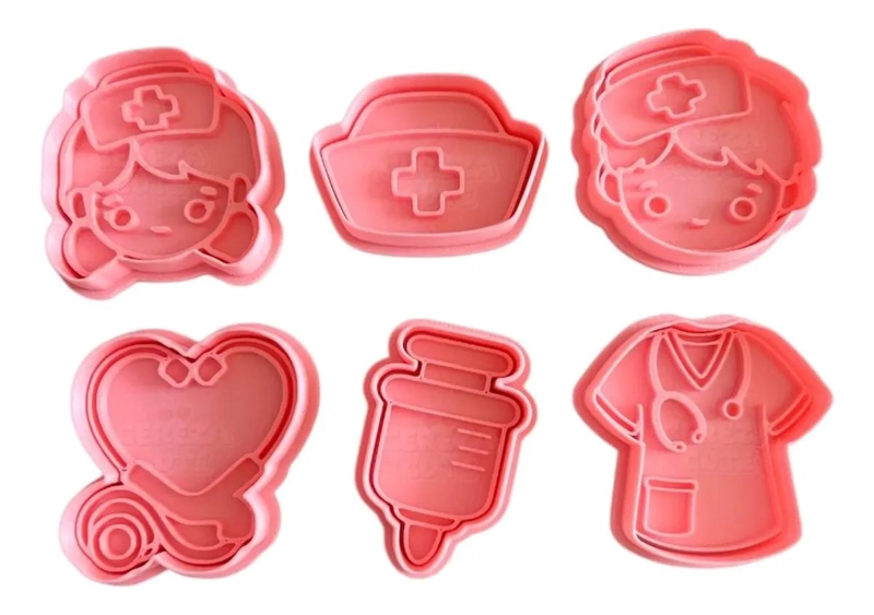SET DE CORTADORES Y SELLO PARA GALLETAS CON DISEÑO DE ENFERMERIA Y ME DICO - 1
