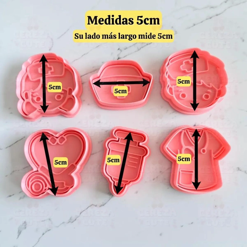 SET DE CORTADORES Y SELLO PARA GALLETAS CON DISEÑO DE ENFERMERIA Y ME DICO - 3