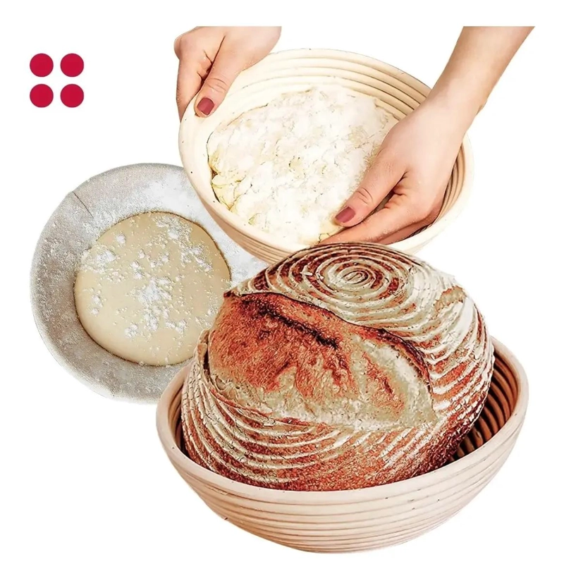 CESTA REDONDA DE RATTAN PARA FERMENTACION DE PAN DE 25 CM - 3