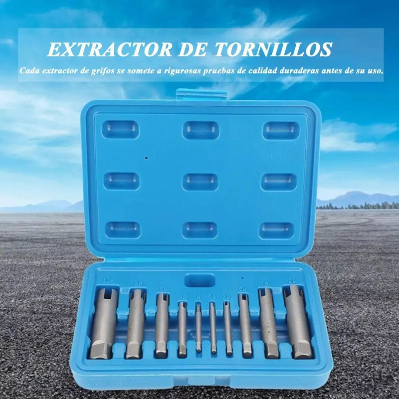 EXTRACTOR DE TORNILLOS 10 PIEZAS ACERO ALTA VELOCIDAD - 3