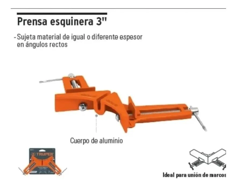 PRENSA ESQUINERA DE ALUMINIO 3'' PARA CARPINTERIA - 9