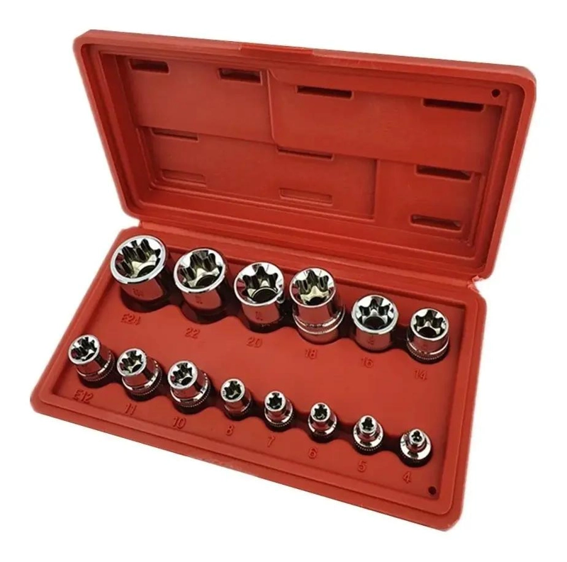 SET LLAVES TUBO TORX HEMBRA 14 PIEZAS ACERO - 1
