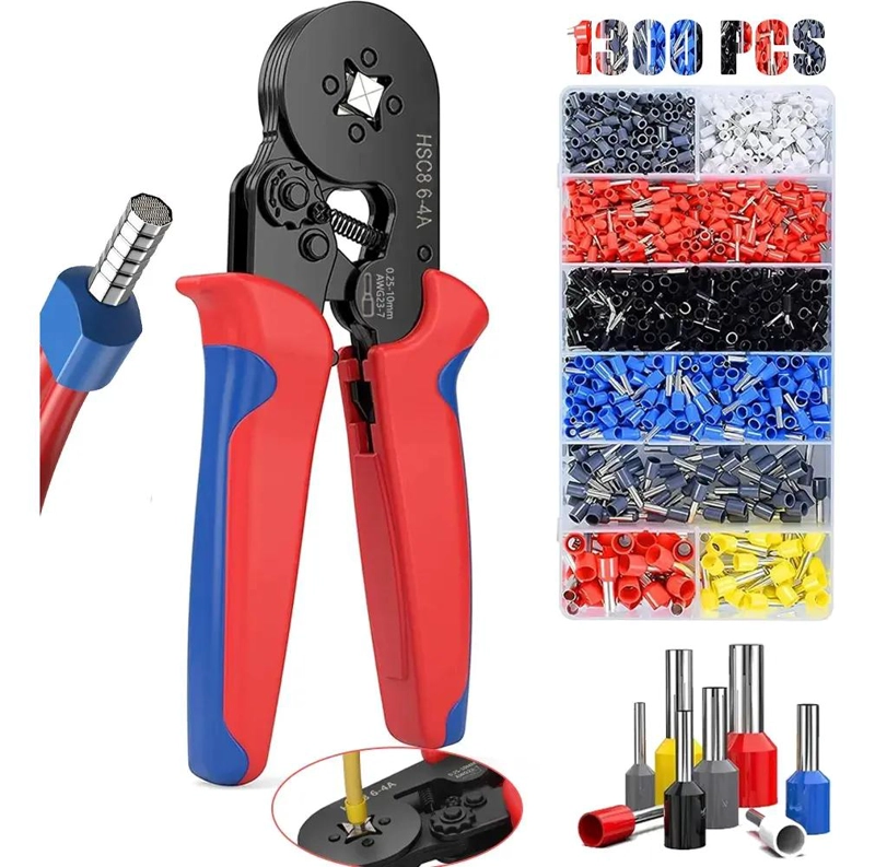 KIT CRIMPADORA CON 1300 PIEZAS Y PINZA AJUSTABLE - 1