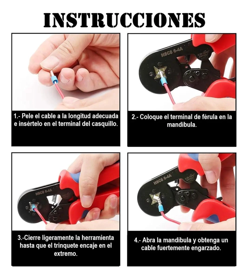 KIT CRIMPADORA CON 1300 PIEZAS Y PINZA AJUSTABLE - 10