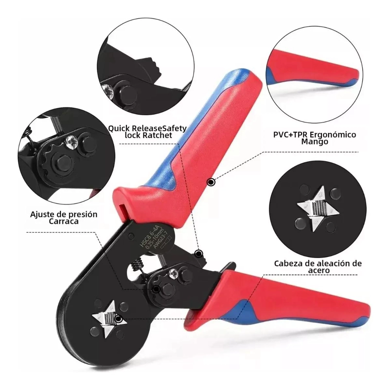 KIT CRIMPADORA CON 1300 PIEZAS Y PINZA AJUSTABLE - 3