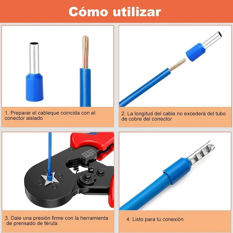 KIT CRIMPADORA CON 1300 PIEZAS Y PINZA AJUSTABLE - 7