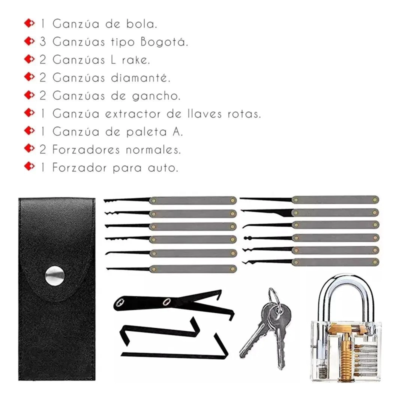 KIT 17 PIEZAS CERRAJERIA CON GANZUAS Y CANDADO - 2