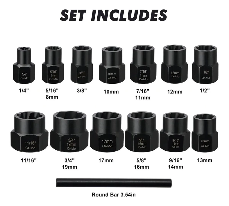 SET EXTRACTORES DE PERNOS Y TUERCAS 9 A 19MM - 5