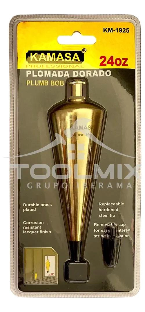 PLOMADA DORADA DE LATON 24OZ 6 CM - 6