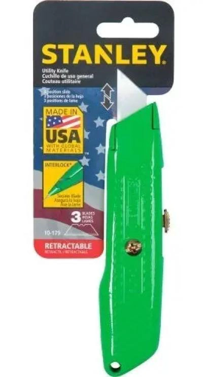 CUCHILLO RETRACTIL 3 HOJAS VERDE LIMA - 1