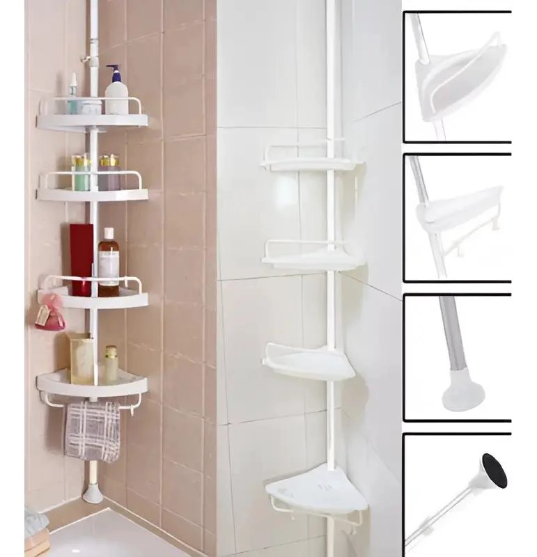 ESQUINERO DE DUCHA AJUSTABLE CON 4 REPISAS PARA BAÑO - 3