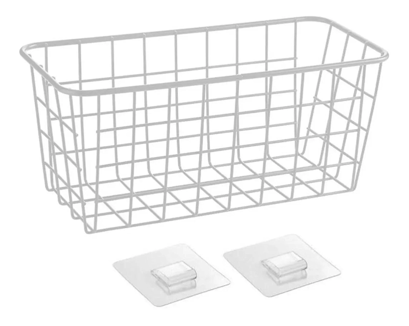 CESTA ORGANIZADORA DE METAL CON ADHESIVO PARA PARED - 1