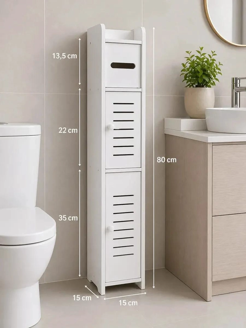 MUEBLE ORGANIZADOR PARA BAÑO CON DISPENSER DE PAPEL HIGIE NICO - 3