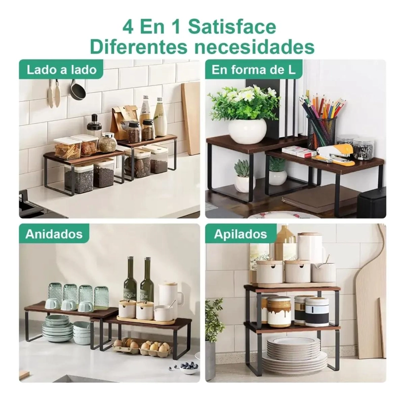 ORGANIZADOR APILABLE DE MADERA PARA COCINA Y BAÑO - 4
