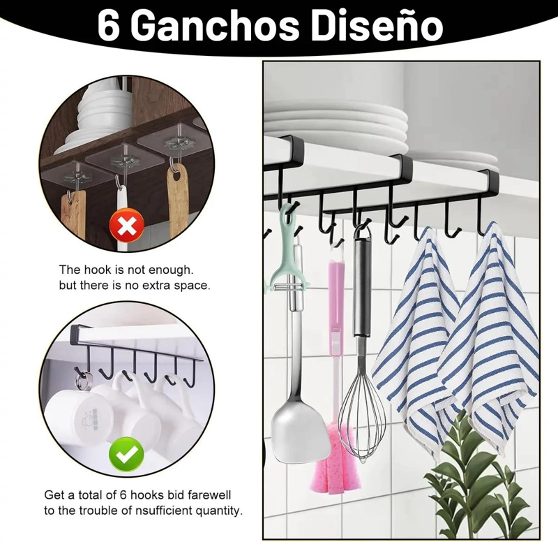 8 GANCHOS COLGANTES PARA COCINA Y BAÑO, ORGANIZADOR PRACTICO - 6