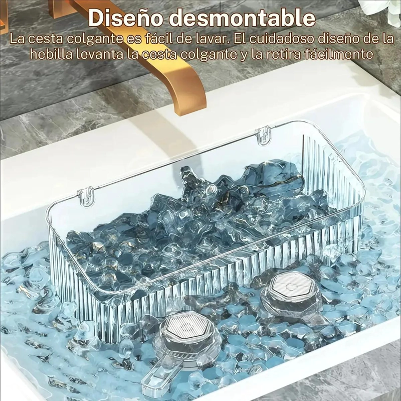 REPISA ORGANIZADOR DE BAÑO TRANSPARENTE CON VENTOSAS Y GANCHOS - 6