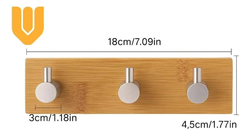 PERCHERO ADHESIVO DE BAMBU PARA BAÑO Y COCINA - 2