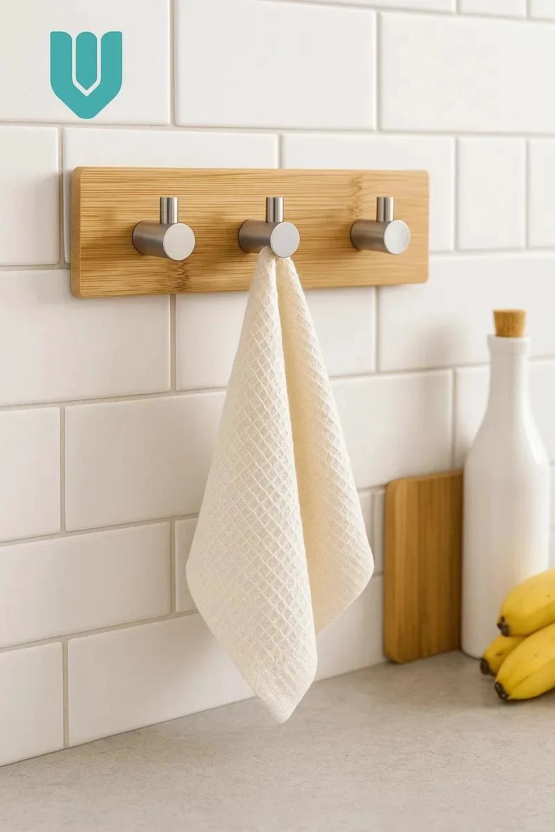 PERCHERO ADHESIVO DE BAMBU PARA BAÑO Y COCINA - 5