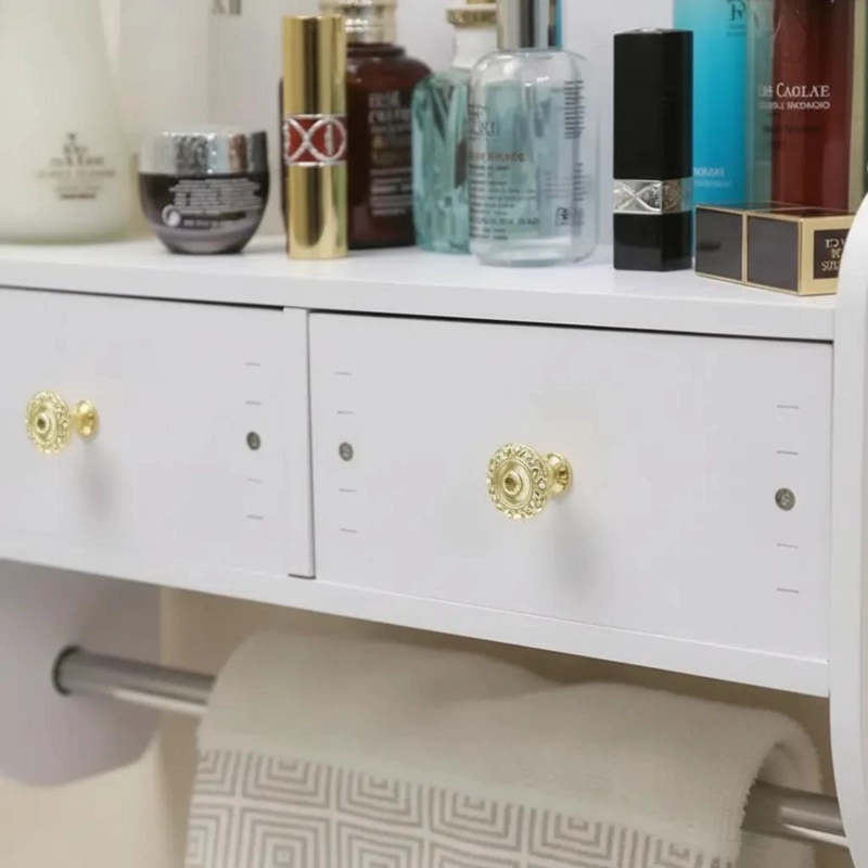 MUEBLE ORGANIZADOR DE BAÑO CON ESPEJO Y TOALLERO INTEGRADO - 3