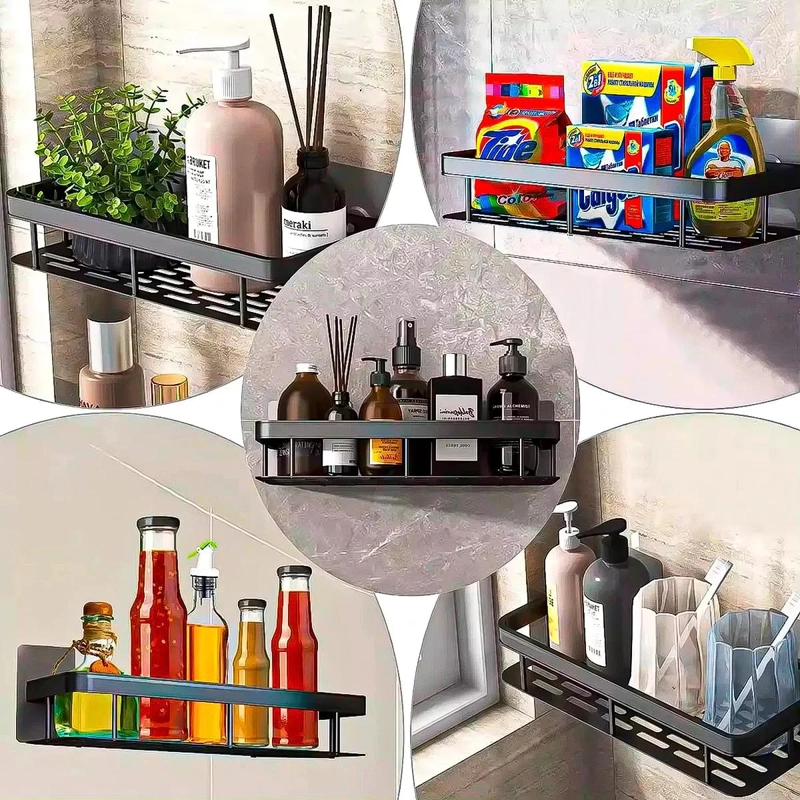 ESTANTE ESQUINERO DE ALUMINIO NEGRO PARA DUCHA Y BAÑO - 6