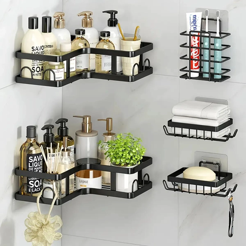 ORGANIZADOR DE DUCHA SET 5 PIEZAS CON SOPORTES ADHESIVOS - 2