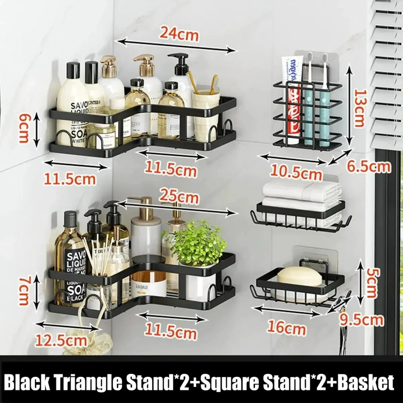 ORGANIZADOR DE DUCHA SET 5 PIEZAS CON SOPORTES ADHESIVOS - 3