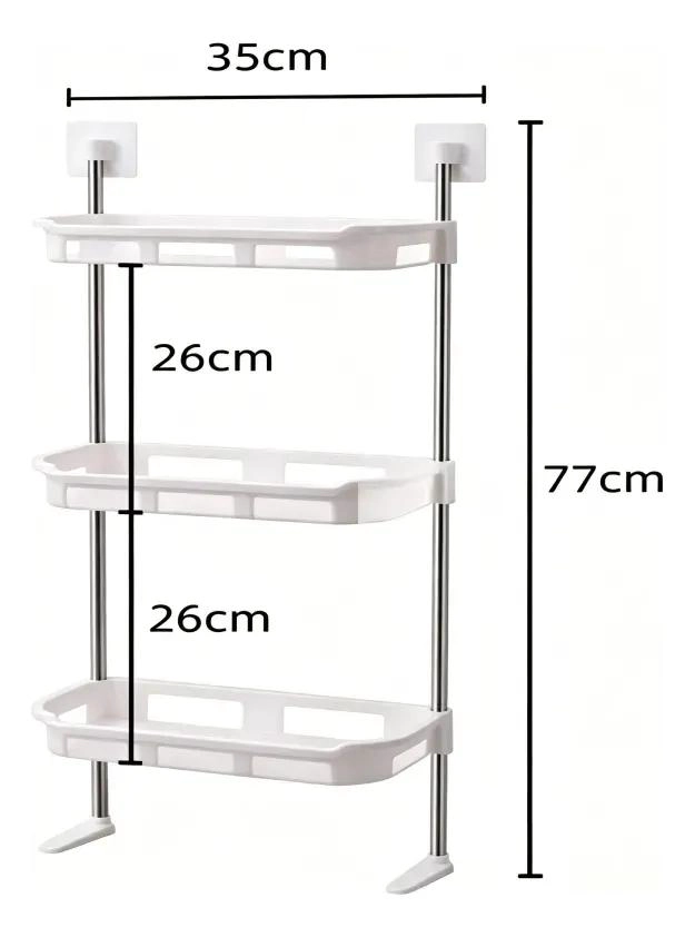 ESTANTE DE BAÑO ADHESIVO DE 3 NIVELES PARA PRODUCTOS DE HIGIENE - 2