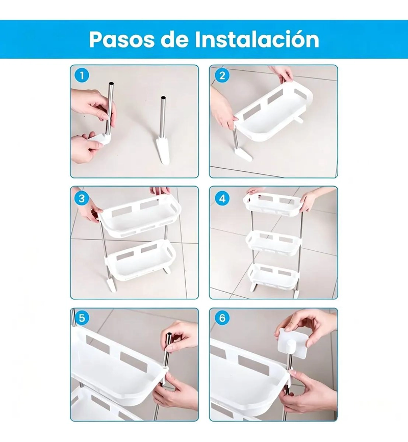 ESTANTE DE BAÑO ADHESIVO DE 3 NIVELES PARA PRODUCTOS DE HIGIENE - 3