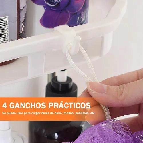 ESTANTE DE BAÑO ADHESIVO DE 3 NIVELES PARA PRODUCTOS DE HIGIENE - 6