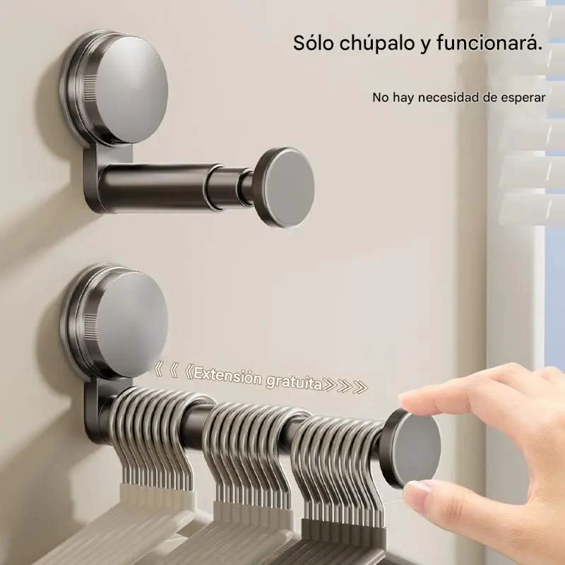 PERCHA RETRACTIL ANTIDESLIZANTE PARA ROPA EN ARMARIOS - 4