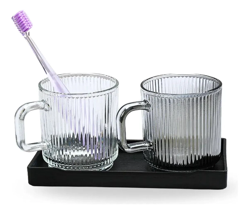 SET DE 2 ORGANIZADORES DE BAÑO DE CRISTAL ELEGANTES - 8