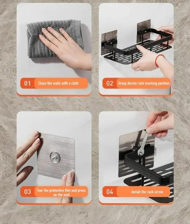 ORGANIZADOR DE DUCHA Y COCINA EN ACERO INOXIDABLE CON ADHESIVO - 2