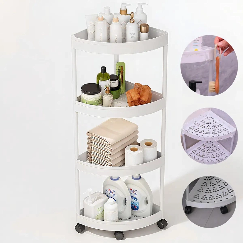 ORGANIZADOR ESQUINERO DE BAÑO CON 4 REPISAS EN COLOR BLANCO - 3