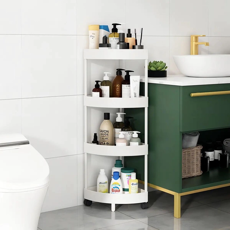 ORGANIZADOR ESQUINERO DE BAÑO CON 4 REPISAS EN COLOR BLANCO - 4