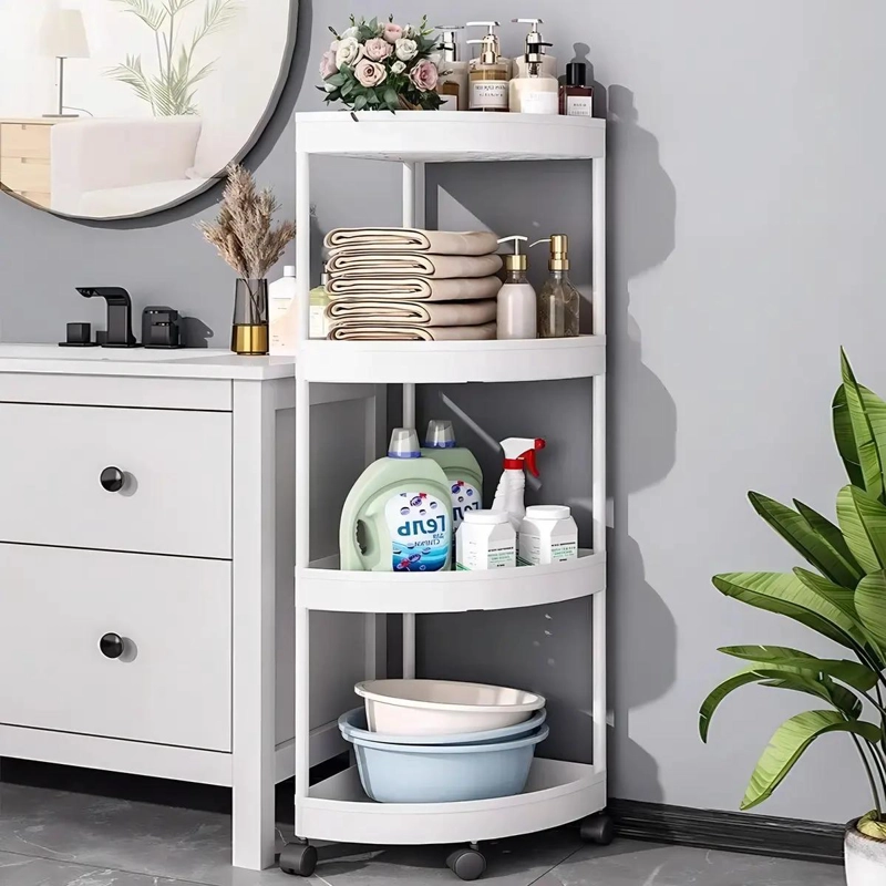 ORGANIZADOR ESQUINERO DE BAÑO CON 4 REPISAS EN COLOR BLANCO - 5