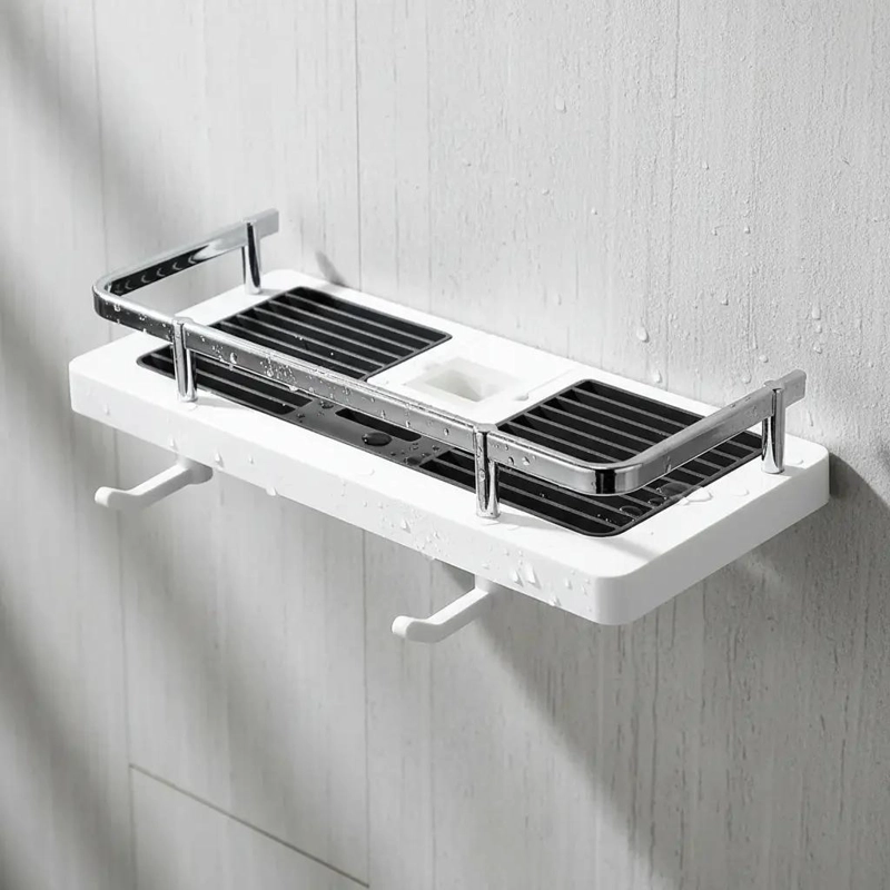 REPISA ORGANIZADOR DUCHA BAÑO NEGRO CON 2 ESTANTES MULTIUSO - 1
