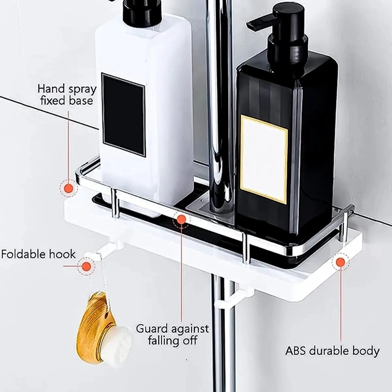 REPISA ORGANIZADOR DUCHA BAÑO NEGRO CON 2 ESTANTES MULTIUSO - 10