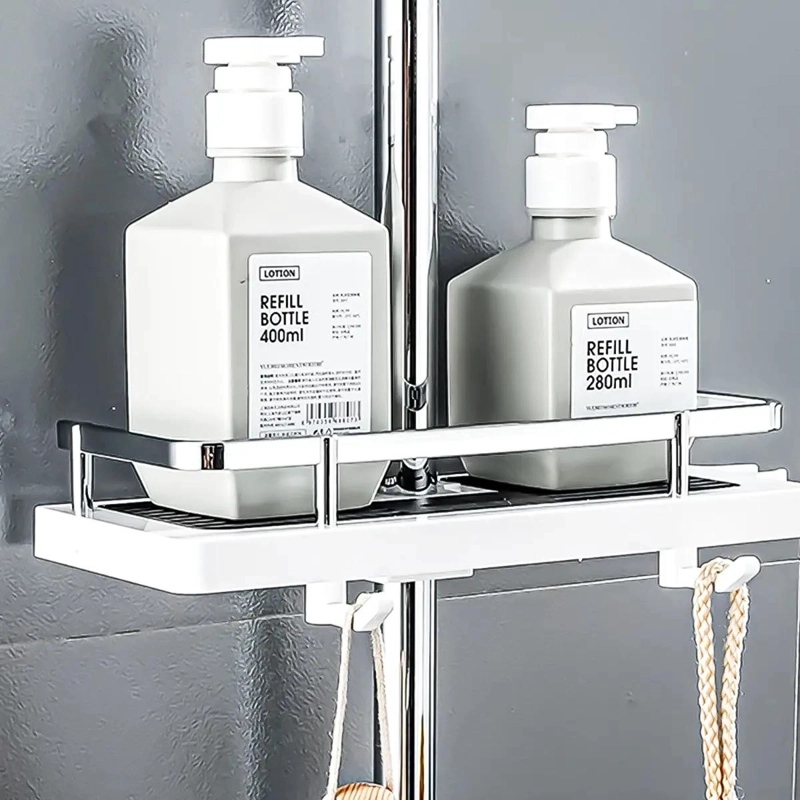 REPISA ORGANIZADOR DUCHA BAÑO NEGRO CON 2 ESTANTES MULTIUSO - 4