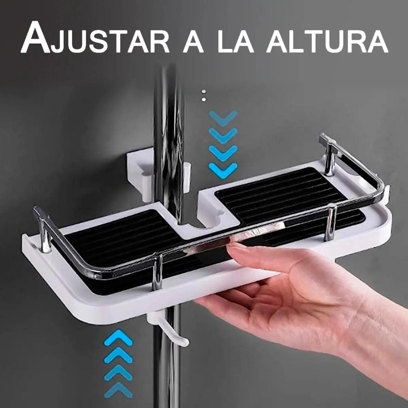 REPISA ORGANIZADOR DUCHA BAÑO NEGRO CON 2 ESTANTES MULTIUSO - 7