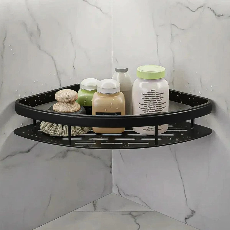ORGANIZADOR TRIANGULAR PARA DUCHA CON DRENAJE Y ADHESIVO - 1