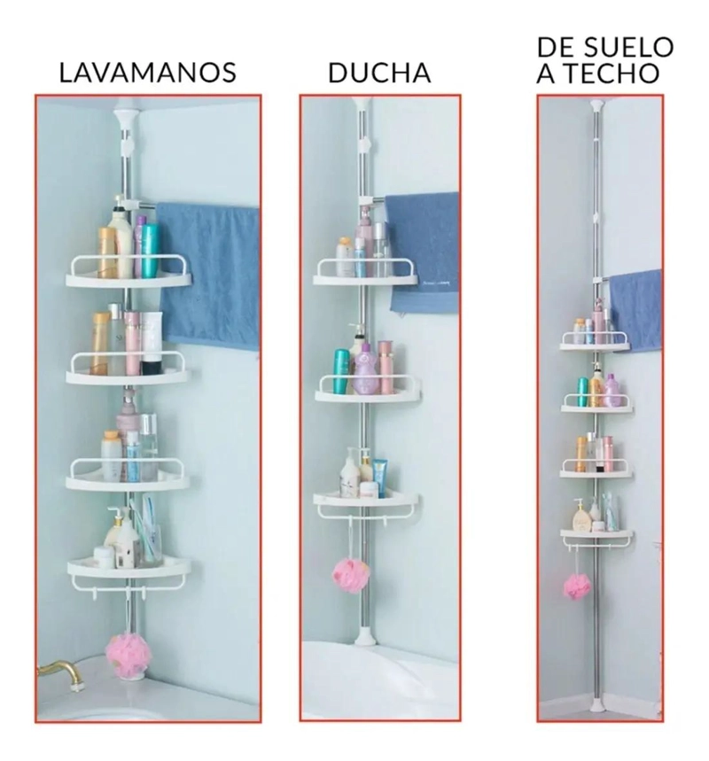 ESQUINERO DE DUCHA AJUSTABLE CON 4 REPISAS PARA BAÑO - 3